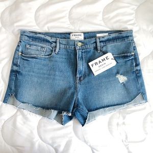 Frame Denim Frayed Hem Le Cutoff Shorts 32